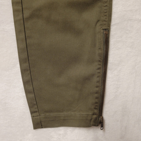 NWOT Army Olive Green Denim Pants Ankle Zipper Grunge Minimalist Utility - 28 - Picture 3 of 8